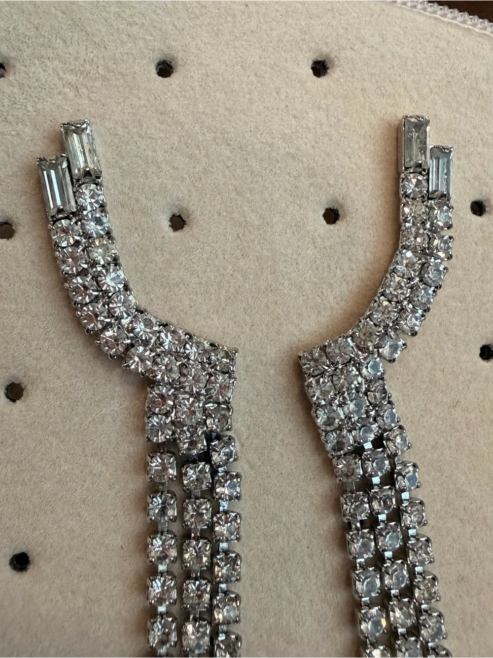 Vintage Rhinestone Ear Climber Chandelier Fringe Earrings 1063